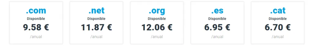 precio dominios web